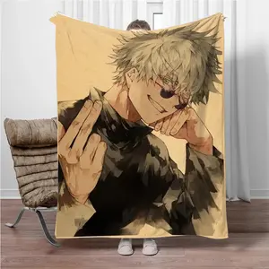 Vintage Anime J-Jujutsu-Kaisen Flannel Blankets Keep Warm ThrowLightweight All-Season Throw Suitable for Bed, Sofa, Travel, Camping, & Room Decor