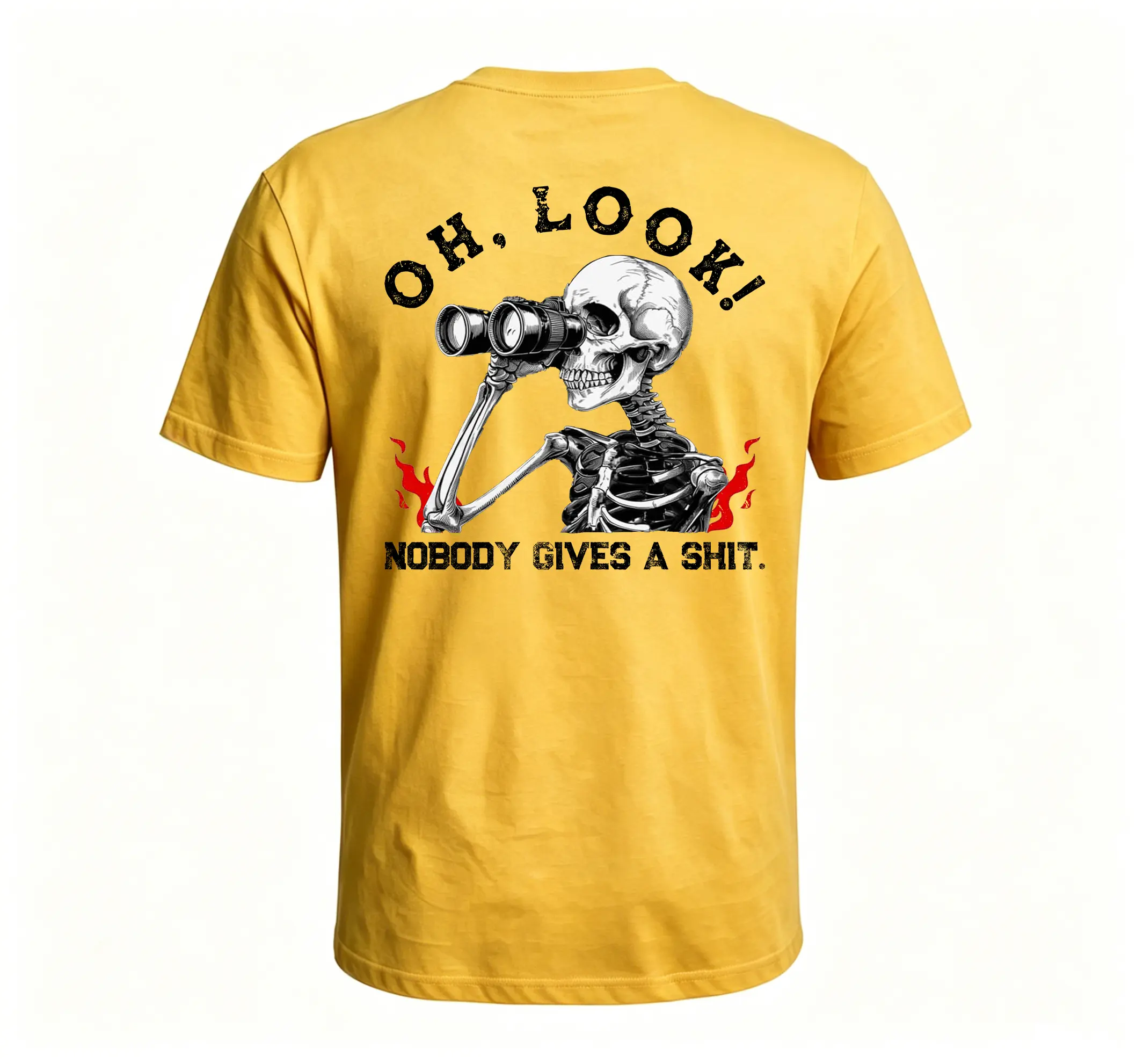 Monkeysober Pure Cotton Men's Suitable For All Seasons Oh Look! Nobady Gives A Shit Sarcastic Skull Printing Personalized Cool And Interesting Casual And Comfortable Pure Cotton Gift Men's T-shirt