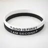 2-pack-GOD IS FIRST BRACELET  I AM SECOND Motivational Message BRACELET Gifts FallFreshness TikTokShop,Gift Elegant Minimalist Bangle Faith Wear Jewelry Elastic Cuff