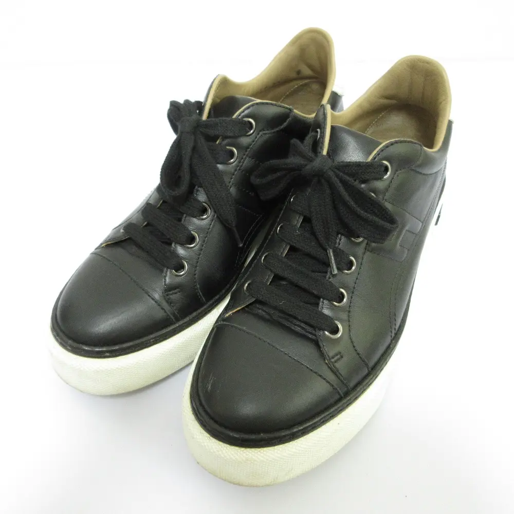 Pre-owned HERMÈS Calfskin Small Leather Goods Hermes Voltege Leather Platform Sneaker 36