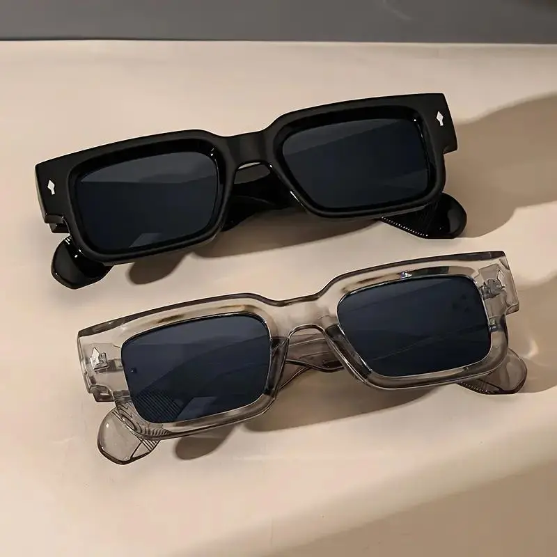 2pcs Retro Square Fashion For Women Men Thick Frame Anti Glare Sun Shades For Party Beach Travel Fashion Glasses#SummerVibes