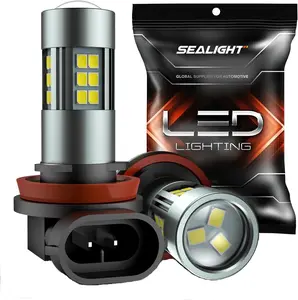 SEALIGHT H11 H8 H16 LED Fog Light Bulbs - 6500K Cool White, Full Illumination, 54 CSP Chips, Non-Polarity, Pack of 2, Plug & Play