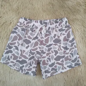 Grey camo drawstring kids boys summer beach shorts