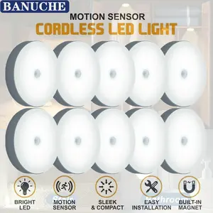 5PCS-10PCS  LED Night Light with Body Sensor for Hallway, Closet, Bedroom, and Bedside Dynamic sensor light, can be installed anywhere