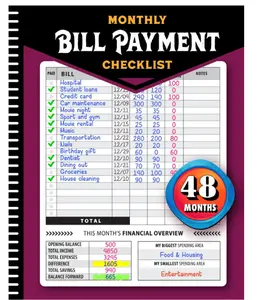 Monthly Bill Payment Checklist: Bill Tracker Notebook, The 4-Year Guide for Families & Money Managers, 960 Billing Records Included!