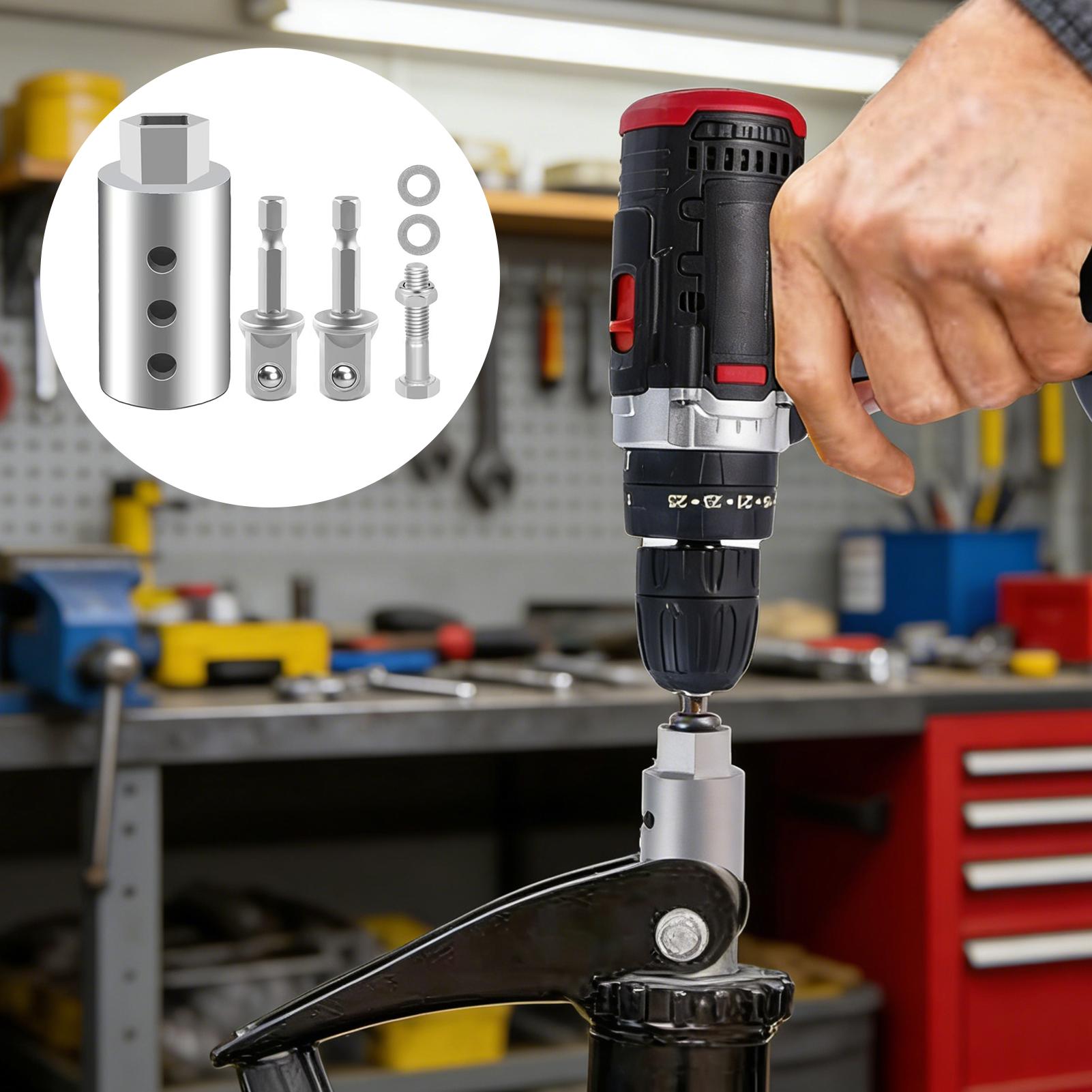 Jack Drill Adapter 1/2 to 1 Stainless Steel Heavy Duty 26mm Axle Hole Trailer Jack Adapter for Secure Installation Corrosion Resistant Wear Resistant Versatile Tool Compatibility