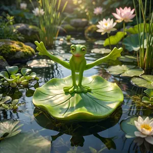 1 PC Meet your new pond friend! 🐸 This realistic floating frog lily pad statue brings instant peace to your garden pool. Best outdoor decor idea for summer 2026. ✨