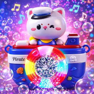 LED Bubble Machine for Kids, Rechargeable Automatic Bubble Maker with Music, Colorful Light Bubble Blower Toy for Outdoor Summer Party