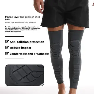 Impact-resistant knee pads - extended coverage for thigh and lower leg - sports knee pads for basketball, anti-collision patella protection, anti slip leg protection, adjustable wrap, shin guard pad recovery support
