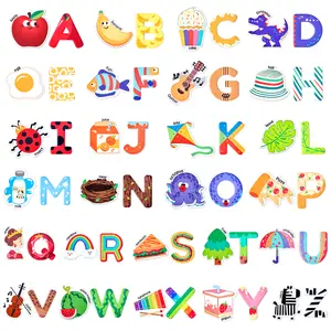 JoyCat Fridge Magnets, 26 Cute Objects & Uppercase Letters, Large Refrigerator ABC Alphabet Magnets Set for Kids, Preschool Learning Spelling Alphabet Gift Toys