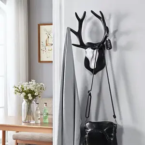 Deer Head Wall Decor, Nordic Farmhouse Animal Head Sculpture, 34cm Large Size Key Holder, Modern Home Decoration for Living Room Bedroom Bar Office