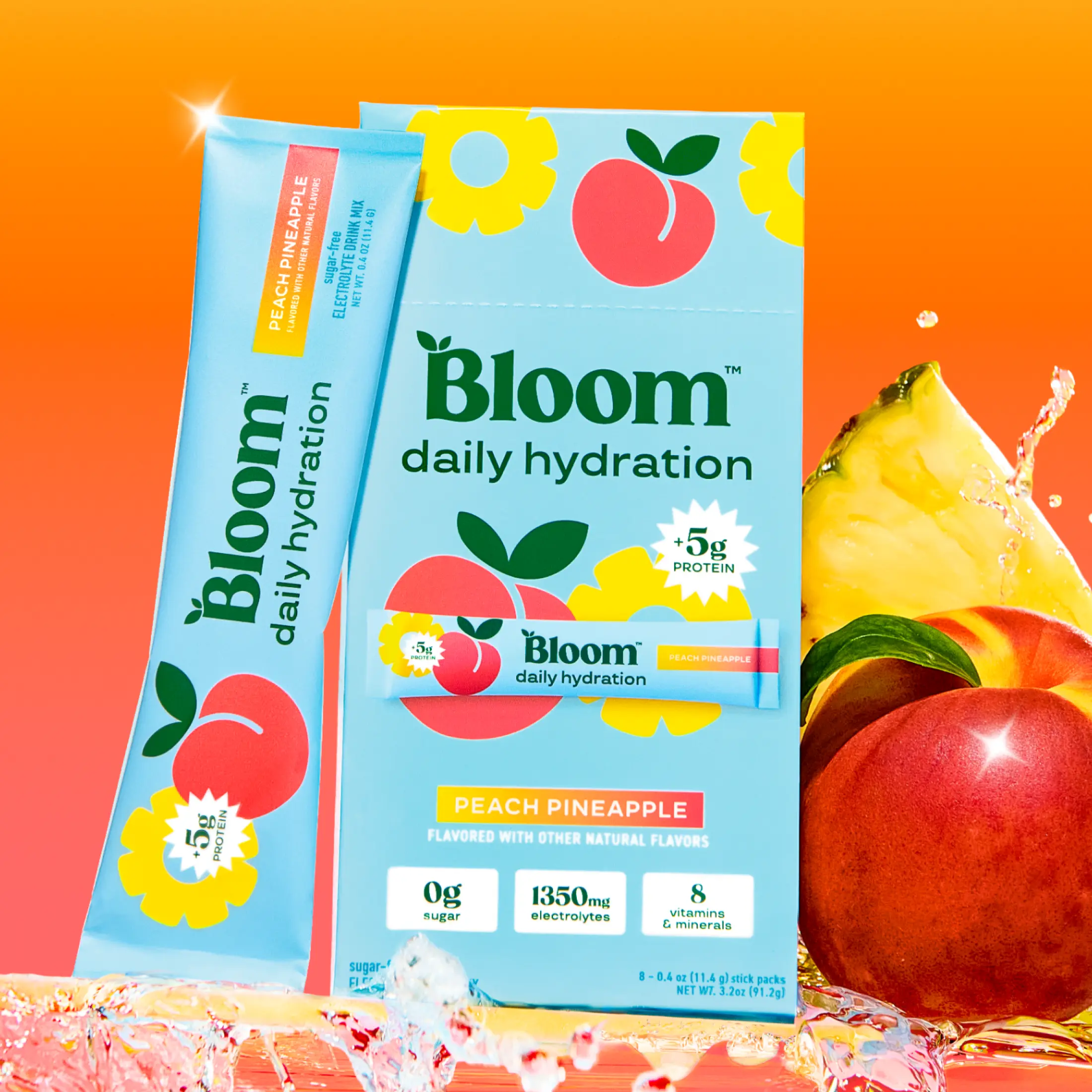Bloom Nutrition Daily Hydration Sticks (5 Sticks) - 1350mg Electrolytes, 5g Clear Whey Protein & Collagen, 8 Key Vitamins, Sugar-Free Drink Mix for Hydration, Recovery & Skin Health
