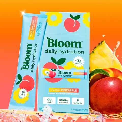 Bloom Nutrition Daily Hydration Sticks (5 Sticks) - 1350mg Electrolytes, 5g Clear Whey Protein & Collagen, 8 Key Vitamins, Sugar-Free Drink Mix for Hydration, Recovery & Skin Health