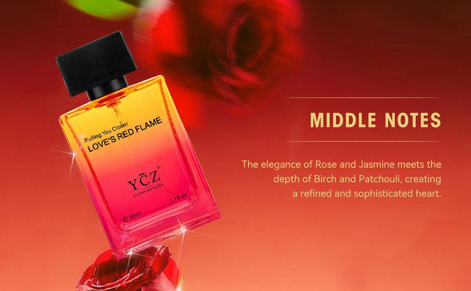 YCZ Love's Red Flame Eau de Parfum 1.7 fl oz | Warm Spicy Woody Fragrance, Warm, Alluring & Irresistibly Attractive, Long-Lasting for Dates and Evening Social Occasions, Inspired by the Spark That Draws Two People Closer