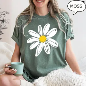 Large size,womens street style shirt,Comfort Colors Daisy T-Shirt, Daisy Flower Shirt, Summer Shirt, Floral Shirt, Gift For Woman, Daisy Lover Gift,boxy tshirt,high,quality,shirts,camiseta con estampado