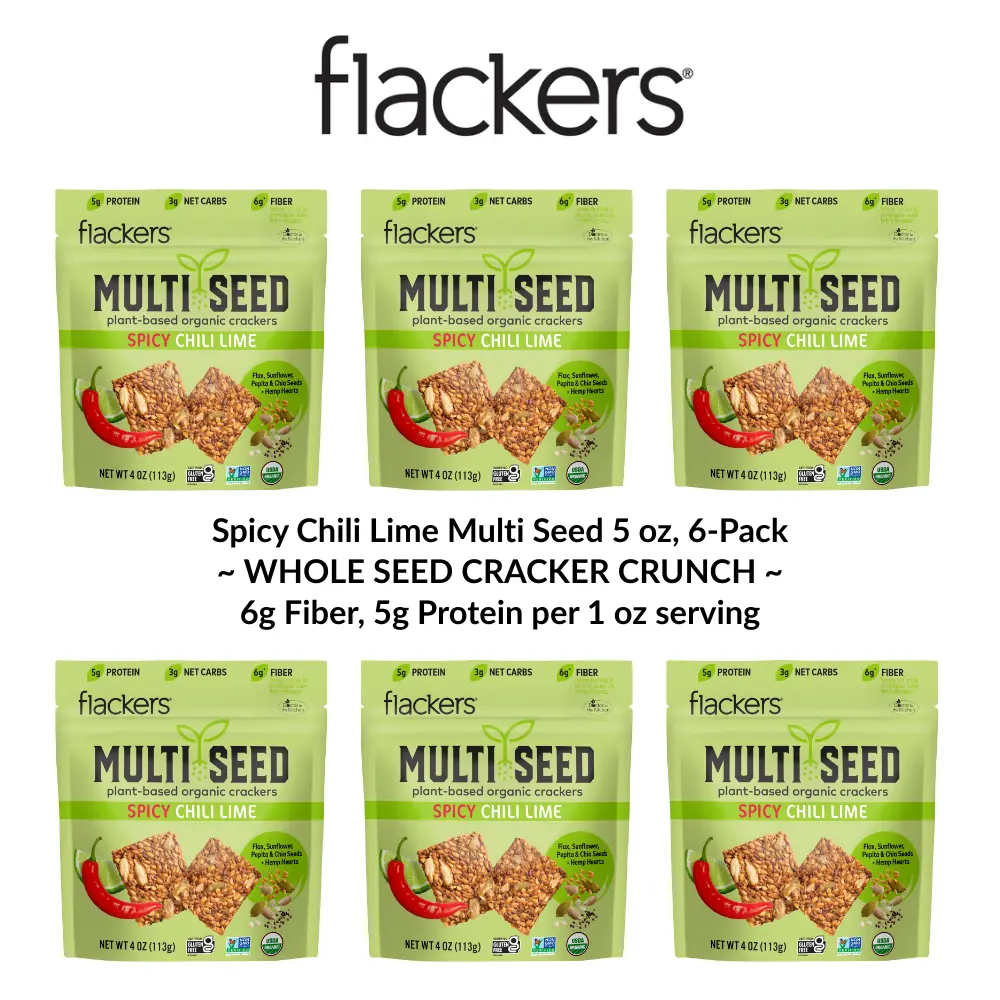 Spicy Chili Lime Flackers Organic Multi Seed Crackers 4oz / 6-Pack