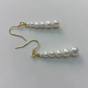 Natural freshwater pearl multi bead ear hook long earrings classic style earrings earrings earrings