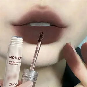 Mousse Lip Mud Waterproof Matte Nude Brown Gothic Velvet Lip Gloss Moisturizing Non-Stick Lip Makeup for Comfortable Wear