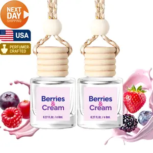 Scented Car Air Freshener - Long Lasting Car Diffuser - Last 60+ Days, Berries Cream Scent, Aesthetic Car Charm, Leak-Resistant, Gift Ready, Sweet Gourmand oil  air  fresheners