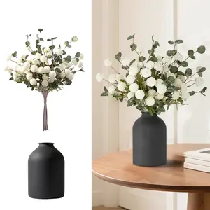 10 Pcs Empty Table Decor Refresh, Faux Pom Pom Bouquet with Eucalyptus, Artificial Flower Arrangement, Home Accent, Coffee Table Styling