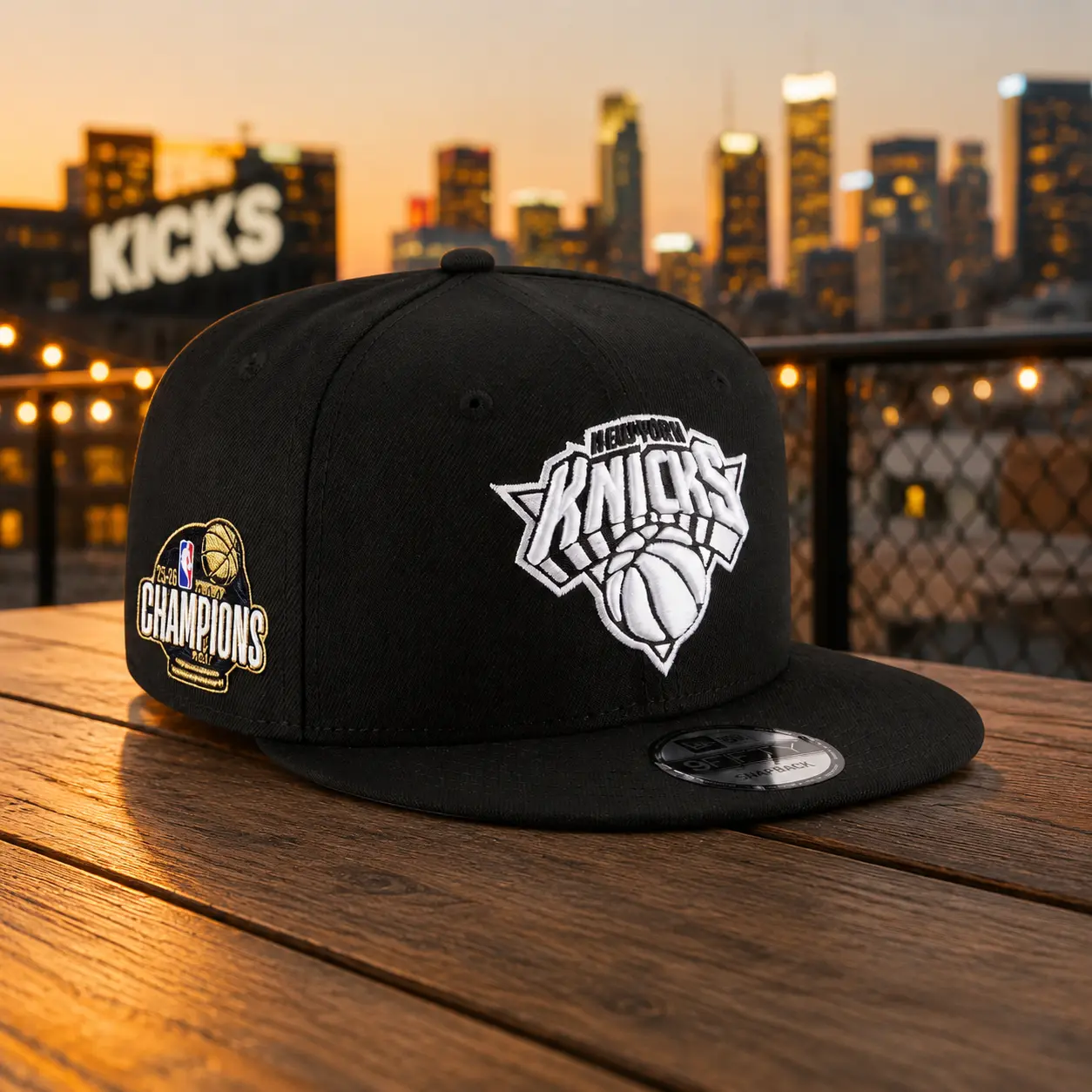 New York Knicks 2026 Champions Sidepatch Black & White 9FIFTY Snapback Collectible Sports