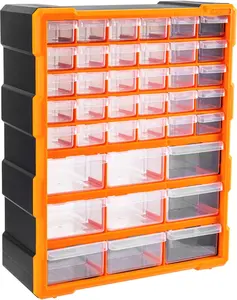 39-Drawer Wall-Mounted Craft Storage Cabinet Organizer in Black and Orange