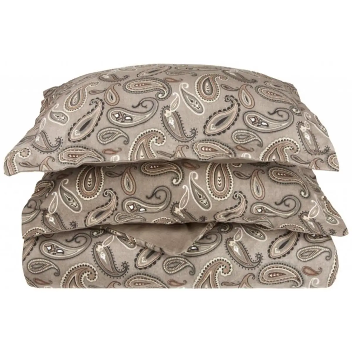 Impressions by Luxor Treasures  Cotton Flannel King-California King Duvet Cover Set Paisley- Grey, Paisley Print, King Comforter Sets, King Size