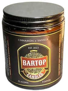 Cinnamon and Vanilla 8 OZ. Candle by Bartop Candles