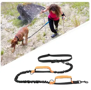 Retractable Hands Free Dog Leash For Running Double Handles Elastic Cord Reflective Large Dog Leash Pet Supplies