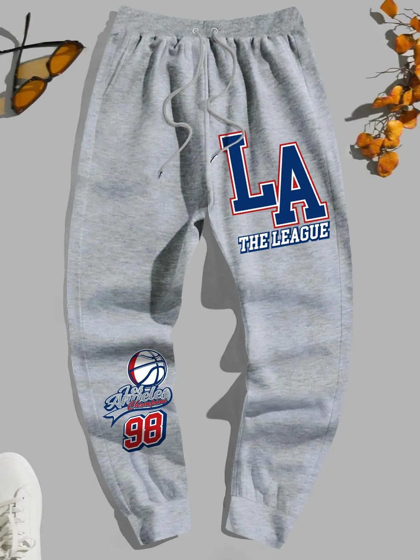 Men's Letter Print Pocket Drawstring Waist Sweatpants, Regular Fit Casual Soft Comfortable Thermal Lined Jogger Pants For Spring & Fall, Men's Trouser