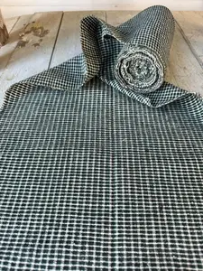 4.5 yrds x15 Fabric Antique green black table runner plaid heavyweight cotton French country shabby farmhouse cottage decor art plaid