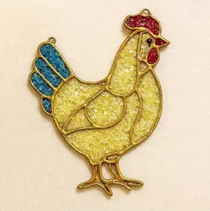 DIY Rooster Crushed Glass Suncatcher