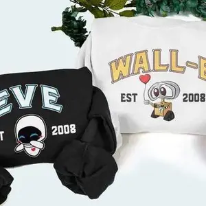 Gift For Friends Shirt, Cartoon Eve and Wall-E T-Shirts, Eve and Wall-E Crewneck, Couple Shirt, Trending Crewneck