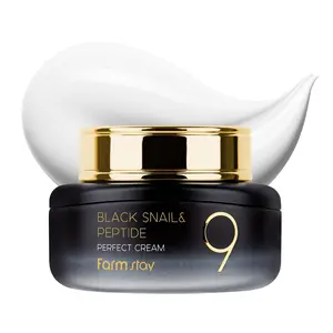 FARMSTAY Black Snail & Peptide 9 Perfect Cream, Snail Mucin Moisturizer for Elastic & Glow Skin, Hydrating & Nourishing, Anti-aging, Skin Barrier Repair, for Women & Men, Korean Skin Care, 1.85 Fl. Oz
