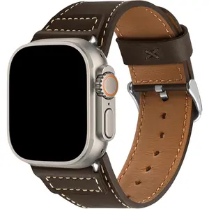 Leather Bands Compatible With Apple Watch Band 49mm 46mm 45mm 44mm 42mm 41mm 40mm for Men, Top Genuine Leather Replacement Strap for iWatch Ultra2 Ultra Series 10 9 8 7 SE2 SE 6 5 4 3