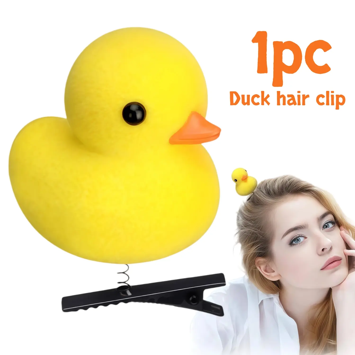 1pc Hair Clip Cute Festival Carnival Yellow Duck Hair Clip Cute Cartoon Little Duck Hair Accessory Decorative Hair Clip Summer Holiday Party Prop, Small Gift Cute Hair Accessories Duck Clips