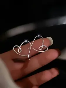 Pair of 2, Women's Fashion Hoop Earrings, Bohemian Vintage Style, Hypoallergenic S925 Silver, Irregular Heart-Shaped Hoops, Versatile Everyday Gift Jewelry