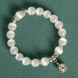 Korean Style 10MM Hollow Ball Crystal Opal Beaded Bracelet for Youth Fashion Jewelry Elegant Everyday Accessory pearl stone - Fashionable Unique Look