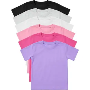 6 Pack Baby Girls Boys Toddler Short Sleeve Cotton Soft Tees Solid Plain T-Shirts for Unisex Preschool Everyday Wear