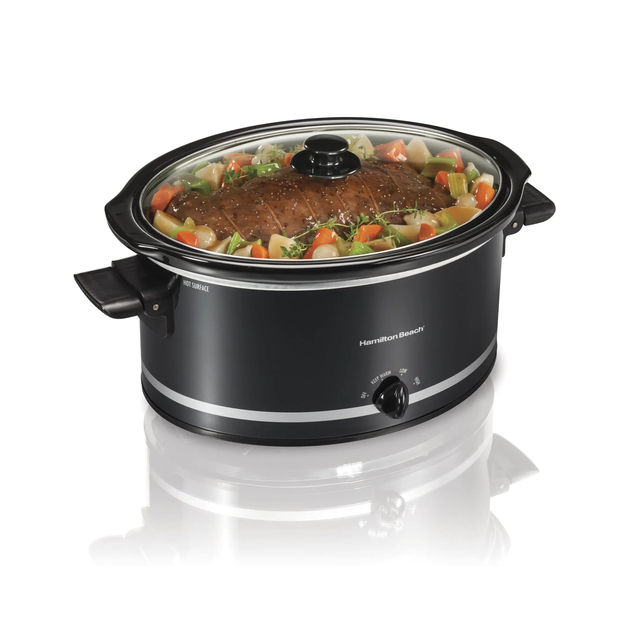 Hamilton Beach 8 Qt Slow Cooker, Stoneware Crock with Removable Pot, Black
