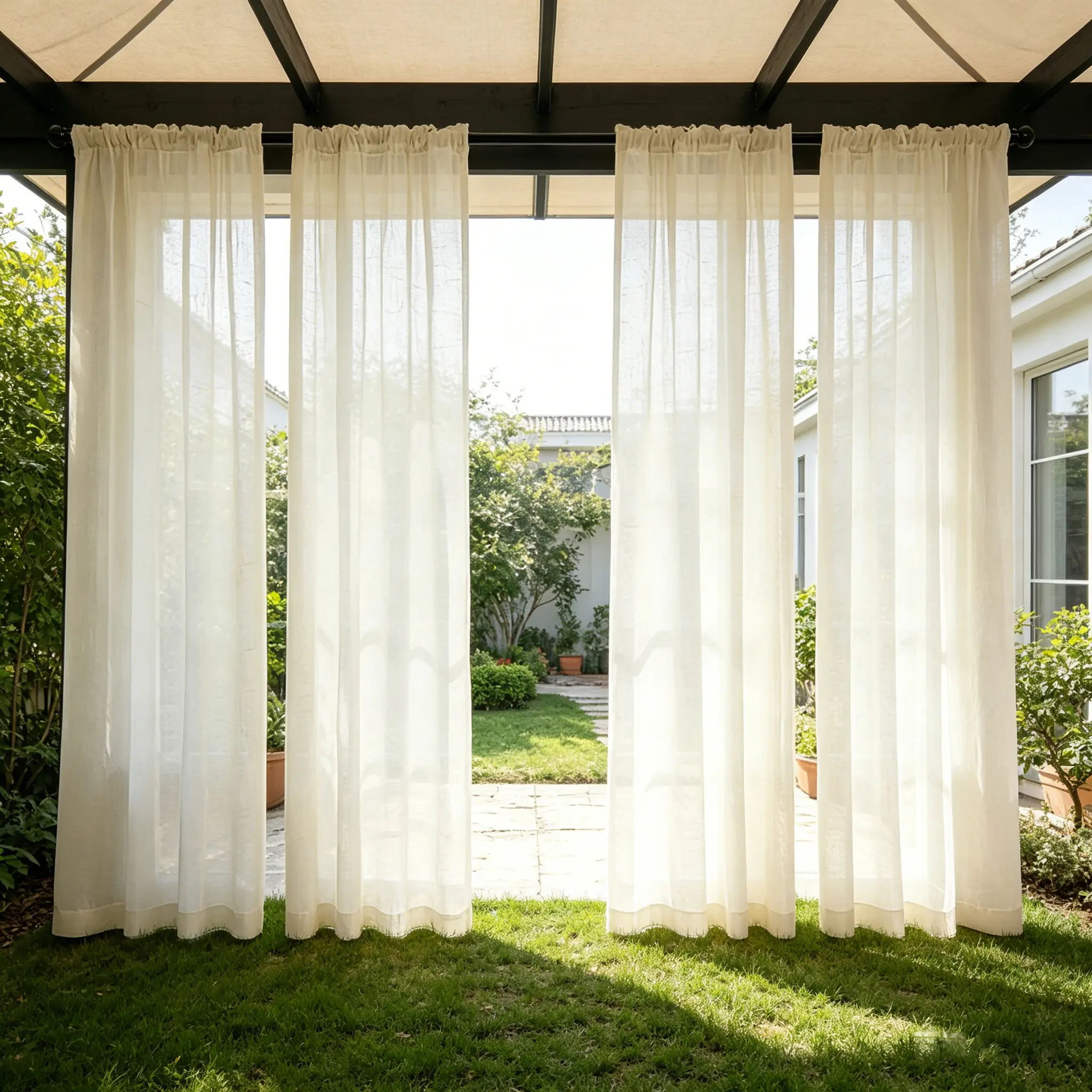 4 Pieces Classic Champagne Sheer Window Curtains for Bedroom Decor - Semi-Transparent Design with Sheer Light, Soft Texture, Stylish Timeless Look, Ideal for Indoor Living Spaces Beautification