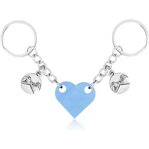 Matching Brick Heart Keychain, Custom Key Chain Pinky Promise Pendant Keyring Couple & Friendship Gifts for Lego