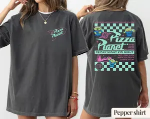 Youth and Adult Retro Alien Pizza Shirt, Cute Space Creature Graphic Tee, Funny Galaxy Food Lover Shirt, Cartoon Style Sci Fi Outfit, Cosmic Pizza Theme Tee, Comfort Colors Style