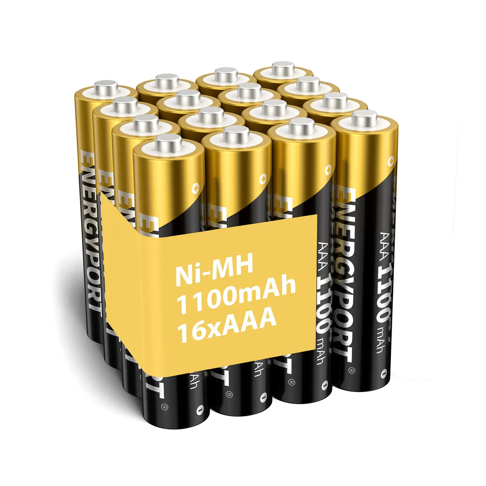 ENERGYPORT 16Pack Rechargeable AAA Batteries ,Pre-Charged 1100mAh NiMH aaa Battery, 1.2V Triple A , High Capacity 3A Batteries for Solar Light Toy Remote