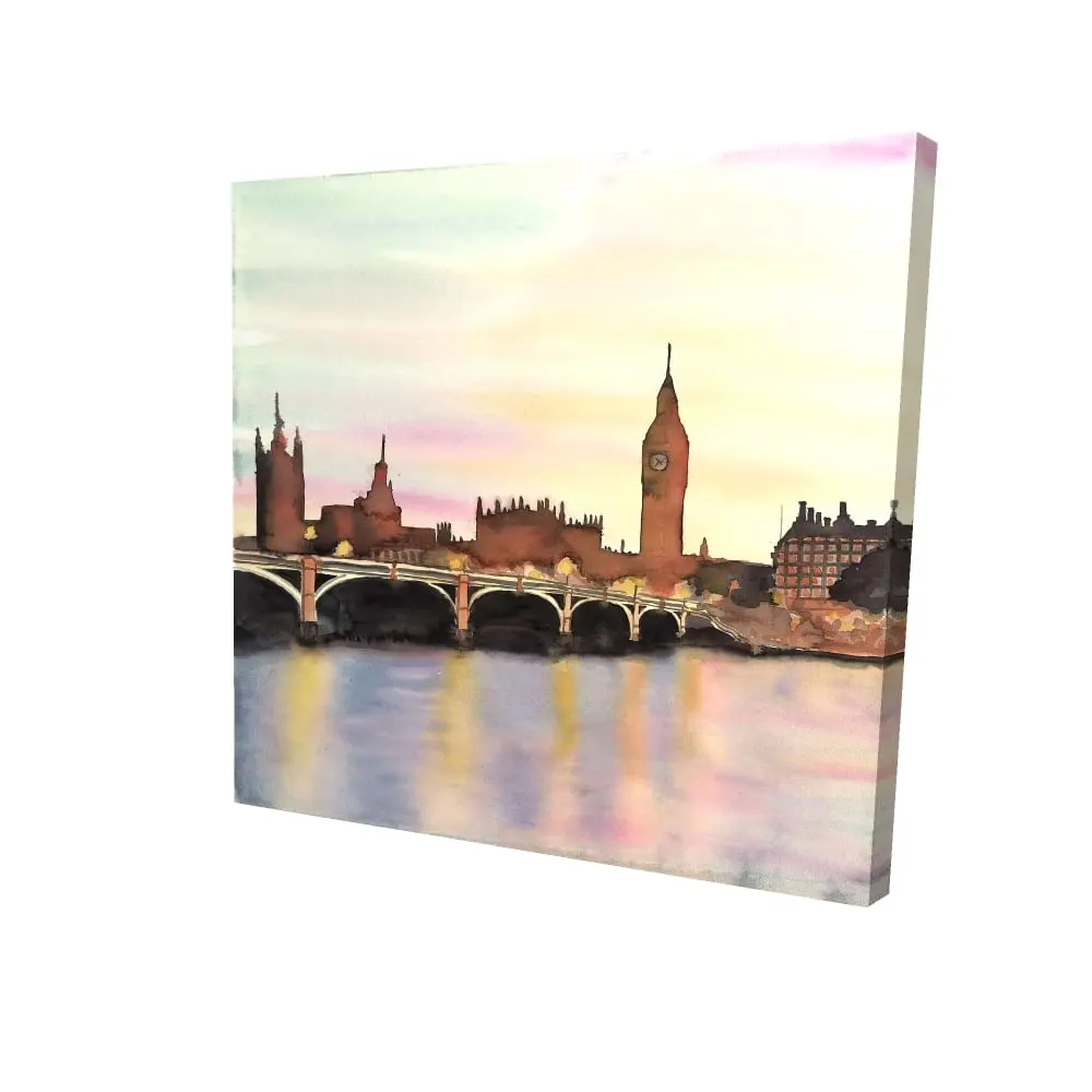 360 Stand 8x8 in. Artistic Big Ben Sunset Canvas Print, Cities Bedroom Decor Artwork - Home Decoration Wall Art Supplies, City Scene, High Def, Cityscape, Elegant, High Definition, London