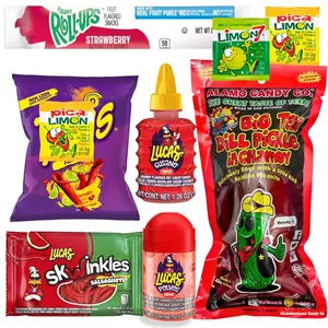 Tiktok Chamoy Pickle Kit With Fruit-Roll-up & Chips, Includes Lucas Gusano, Skwinkles Salsagheti & More - Snack Gift Box by Ma Lit Candy (Big Tex Chamoy Pickle)