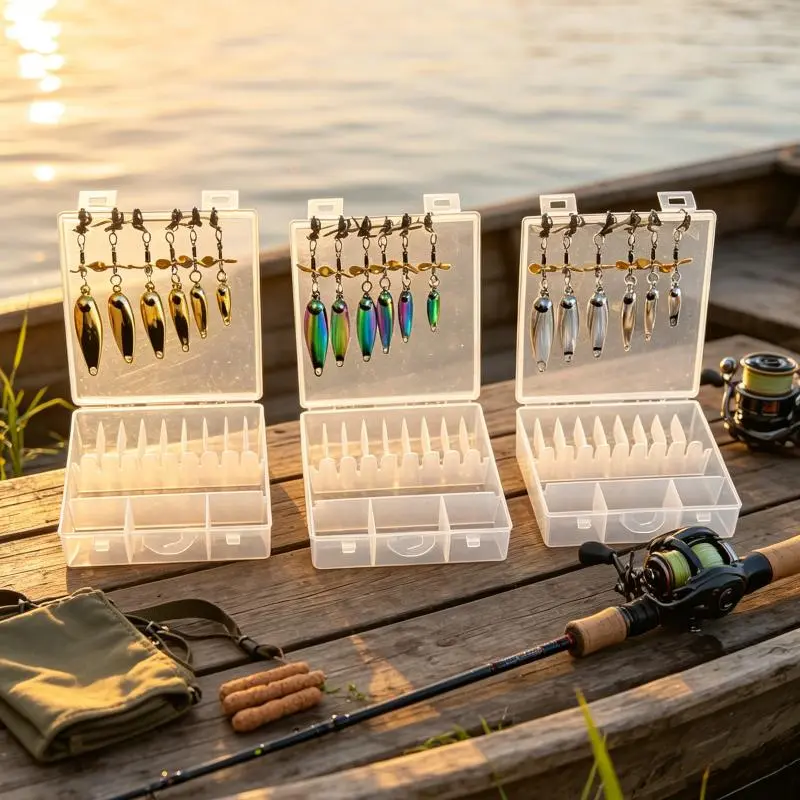 6 Pack Stainless Steel Metal Spinner Baits, Hard Fishing Lures with 3D Realistic Propeller Blades, Freshwater Tackle for Bass, Trout, Perch | Works in Pond, Lake & River