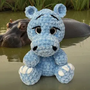 Crocheted Blue Hippo