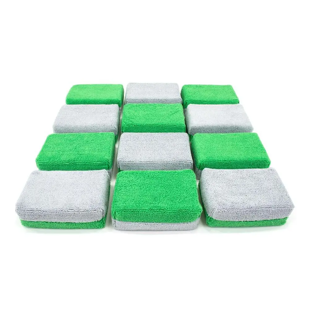 Thick [Saver Applicator] Terry Microfiber Coating Applicator Sponge with Plastic Barrier  - 12 pack
