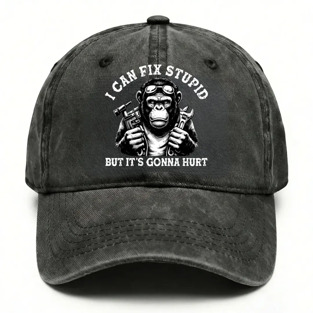 [Friedline Gear Co] I Can Fix Stupid But It’s Gonna Hurt Funny Mechanic Monkey Hat, Trucker Cap Gift for Men